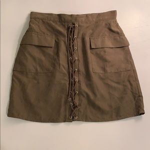 Olive green mini skirt!